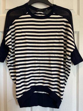 Karen Millen sweater striped navy white, size 1